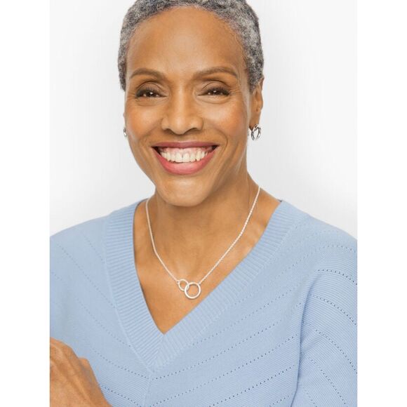 Talbots Petites Cotton Blend V-Neck Chevron Links 3/4 Sleeve Sweater in Black PS - Picture 3 of 10